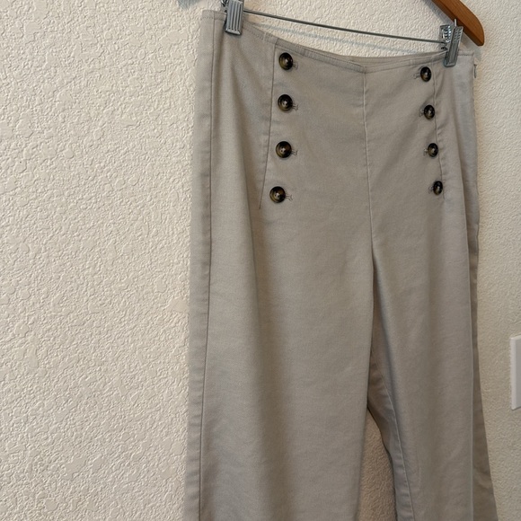 Ann Taylor Factory Linen Blend Crop Sailor Pants,size 8P,natural color,side zip - Picture 12 of 12